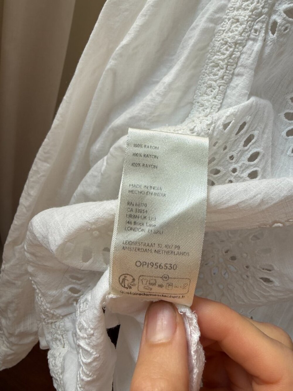 Anthropologie Eyelet Embroidered Babydoll Dress Ruffle Sleeve White 2X - Picture 5 of 8